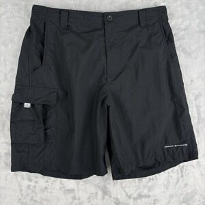 Columbia PFG Omni-Shade Black Fishing Cargo Shorts Men's Size Medium 8" Inseam